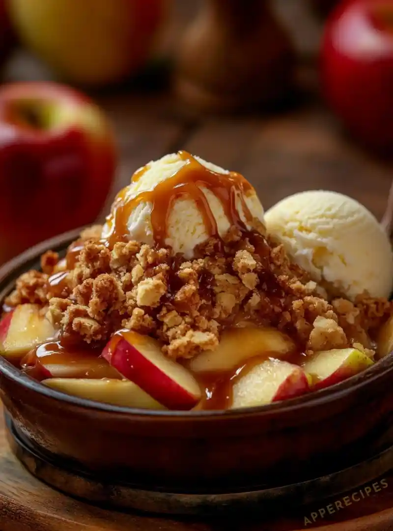 Caramel Apple Crisp with a Buttery Crumble