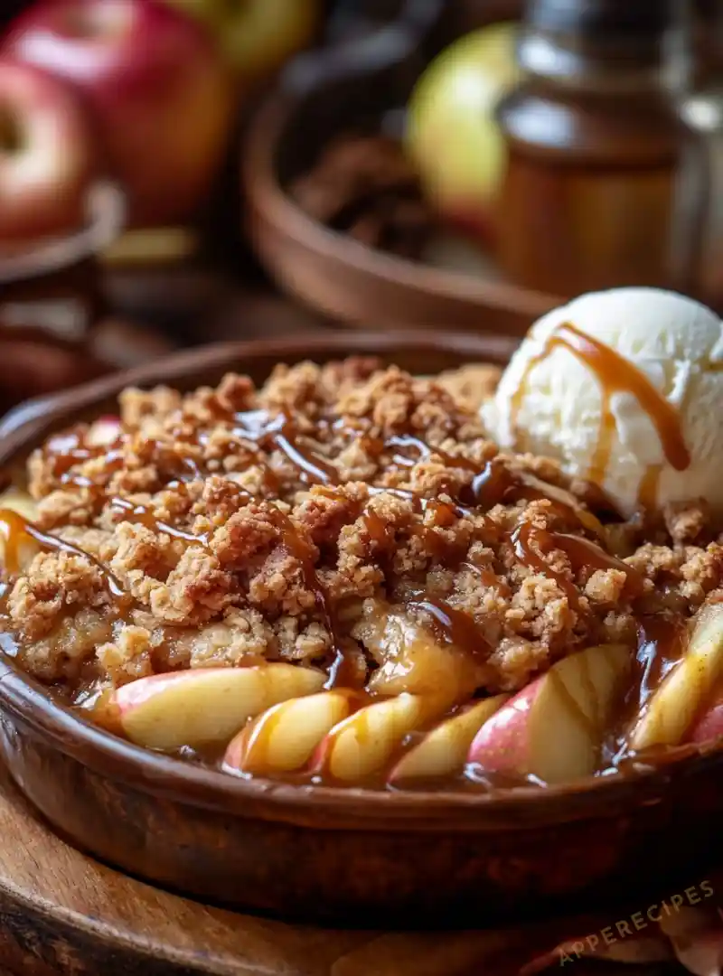 Caramel Apple Crisp with a Buttery Crumble